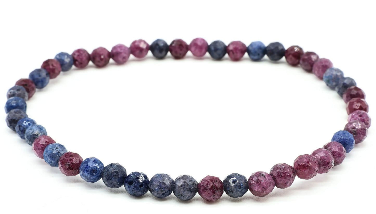 Bracelet Rubis Saphir perles facettées 4mm