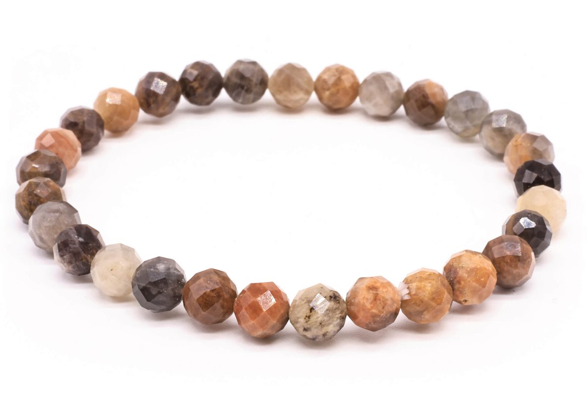 Bracelet Pierre de Soleil Noire perles facettées