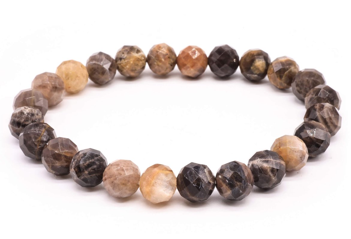 Bracelet Pierre de Soleil Noire perles facettées