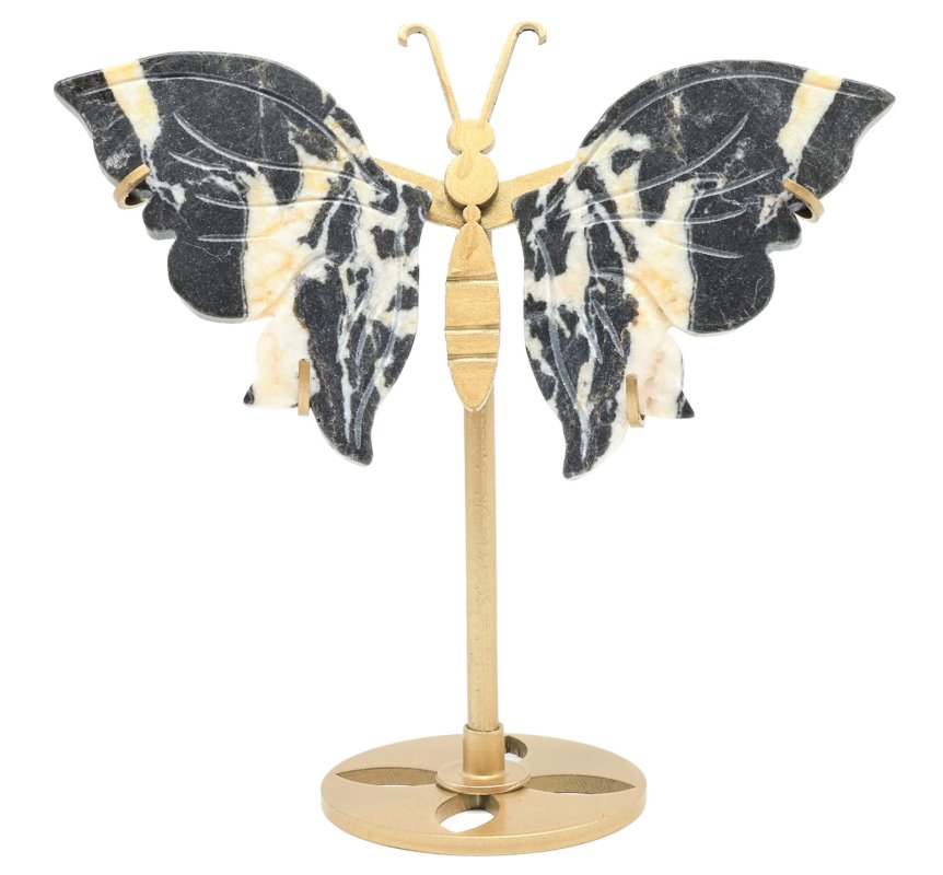 Papillon Jaspe Zèbre sur socle 14cm