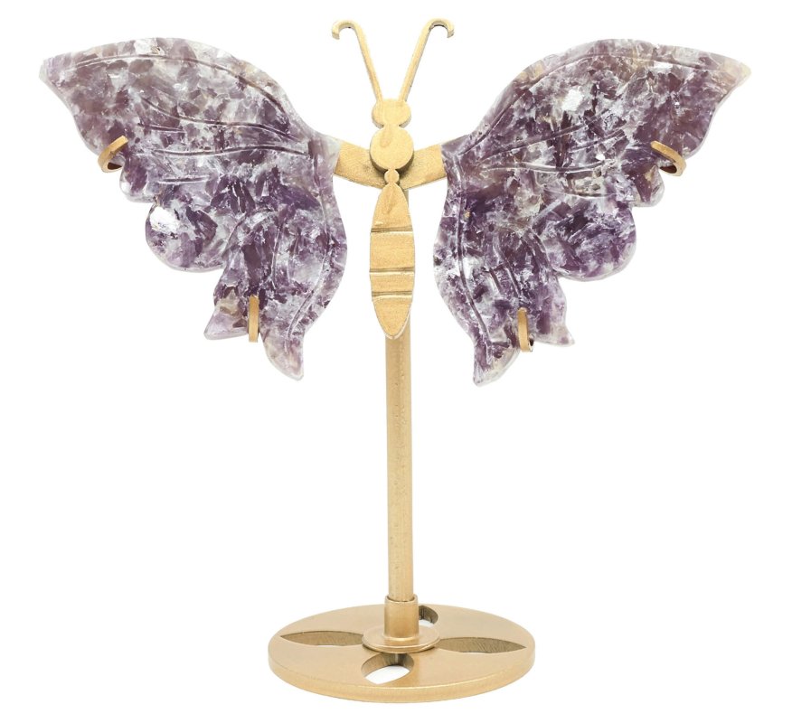 Papillon Lépidolite sur socle 14cm