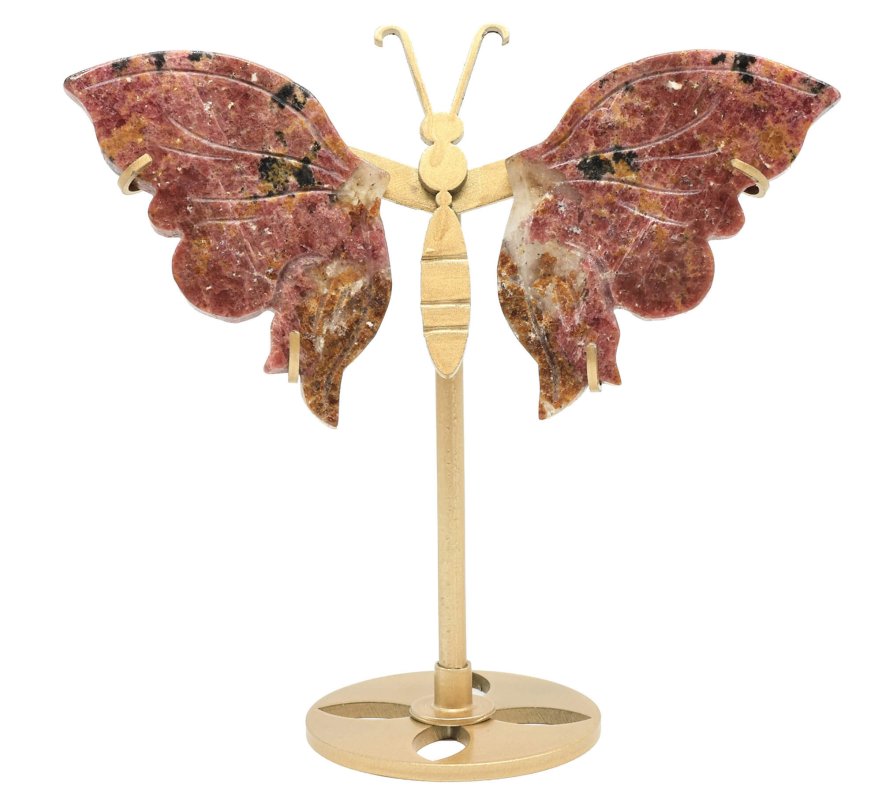Papillon Rhodonite sur socle 14cm