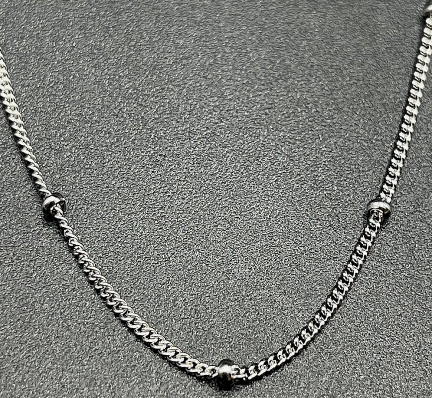 Chaîne Argent 925 + perles 1mm 45cm