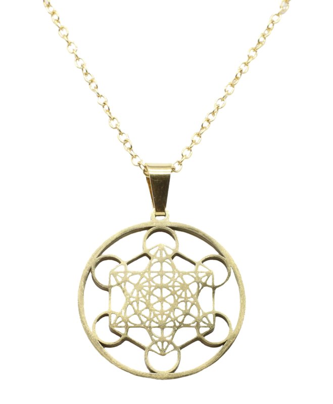 Collier Inox doré Métatron 2.5cm