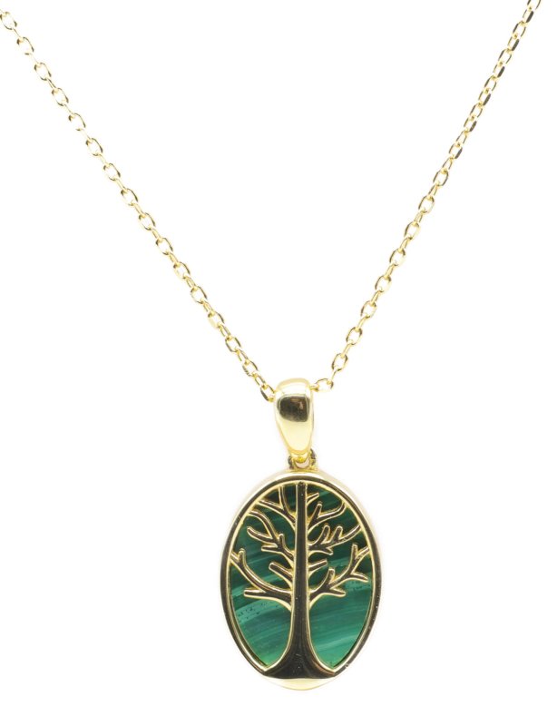 Collier Argent 925 Malachite & Arbre de Vie