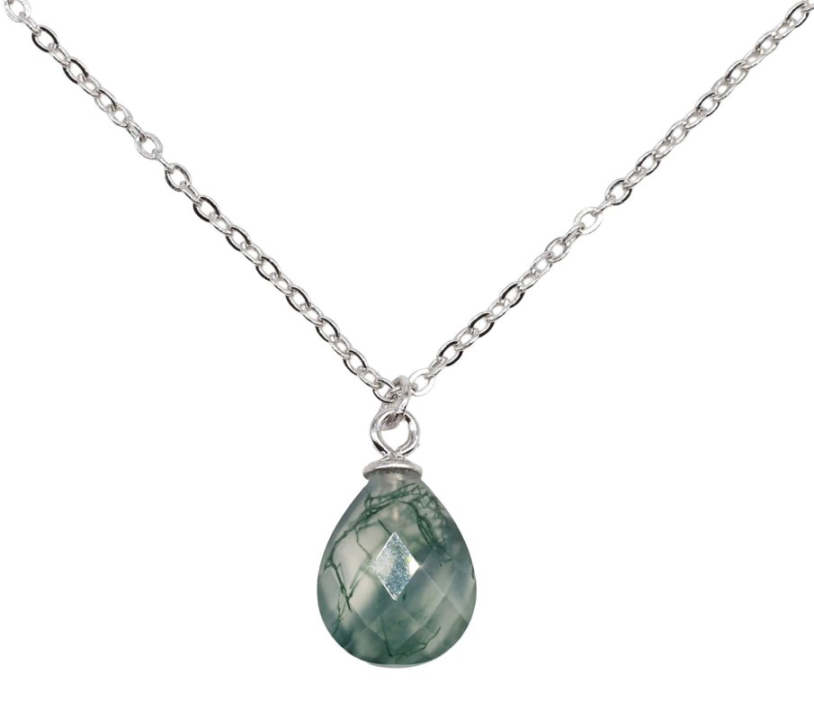 Collier Argent 925 Agate Mousse Goutte