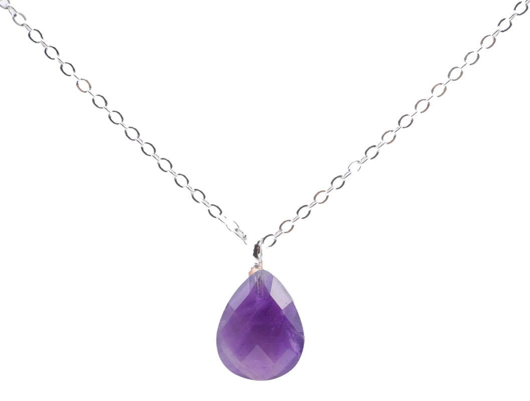 Collier Argent 925 Améthyste Goutte