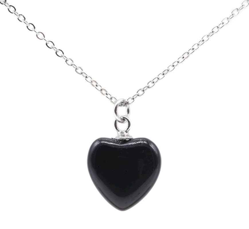 Collier Argent 925 Onyx Coeur