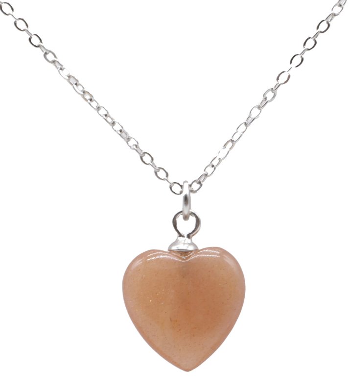 Collier Argent 925 Pierre de Soleil Coeur