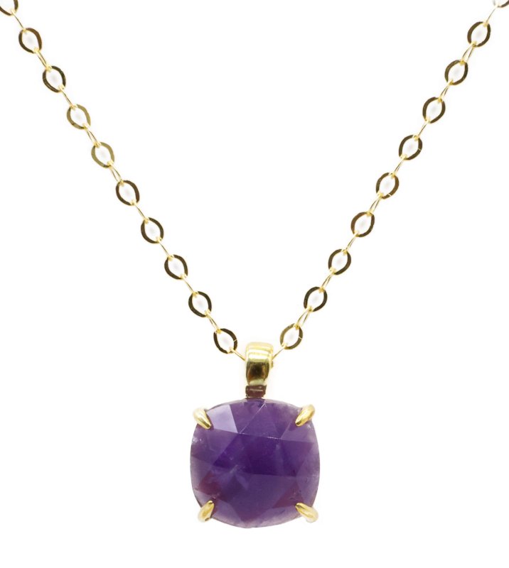 Collier Argent 925 Améthyste Carrée