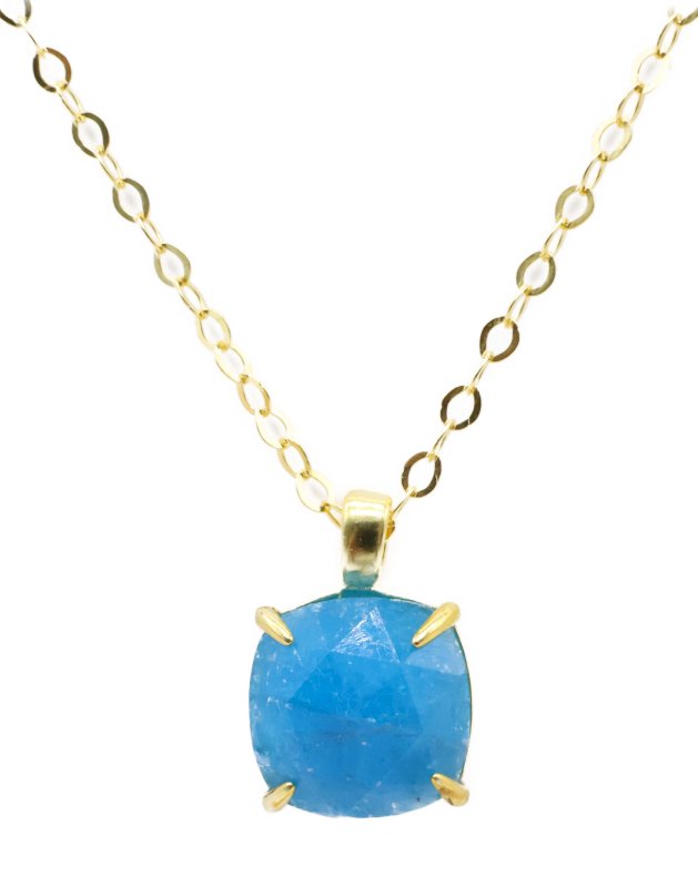 Collier Argent 925 Apatite Carrée
