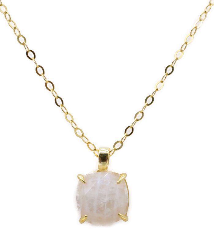 Collier Argent 925 Pierre de Lune Carrée