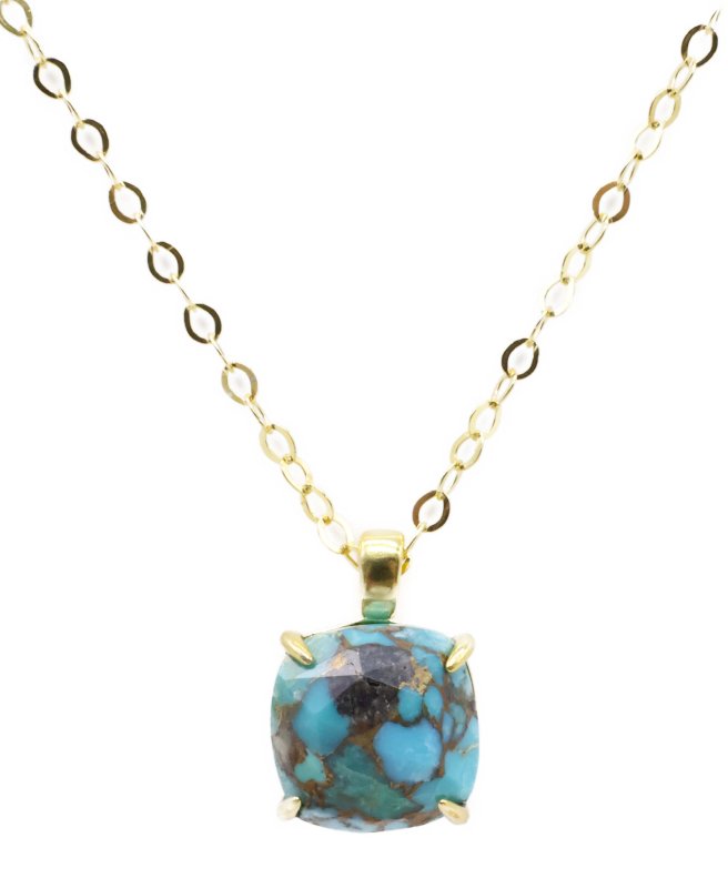 Collier Argent 925 Turquoise Carrée