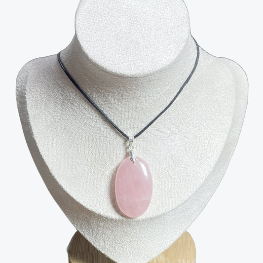 Pendentif quartz rose ovale – photo 2