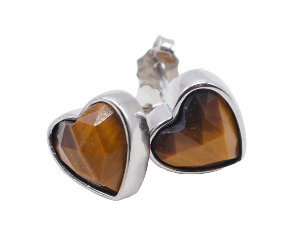 Boucles d'oreilles Argent 925 Oeil de Tigre Coeur