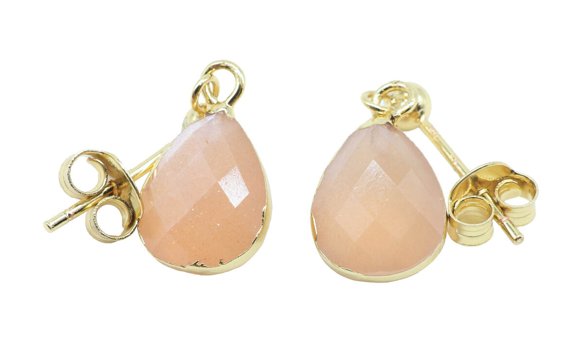 Boucles d'oreilles Argent 925 'Ondée Dorée' - Pierre de Soleil