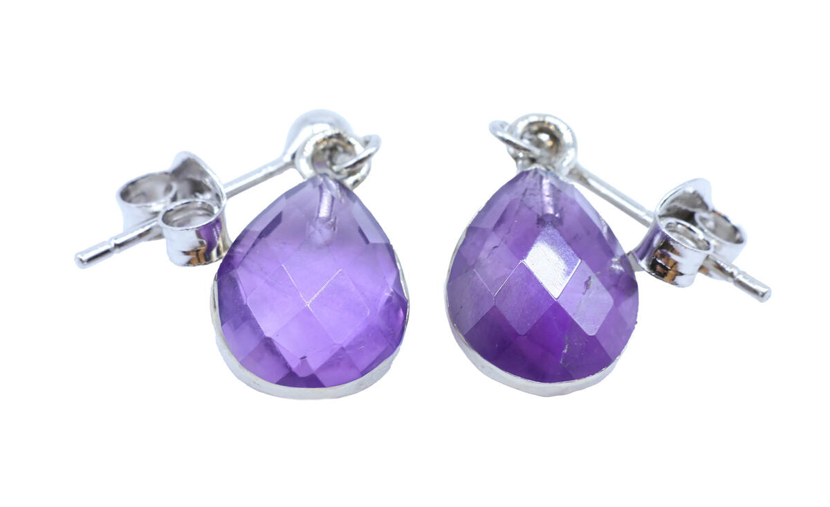 Boucles d'oreilles Argent 925 'Ondée Argentée' - Améthyste