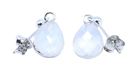 Boucles d'oreilles Argent 925 'Ondée Argentée' — Pierre de Lune
