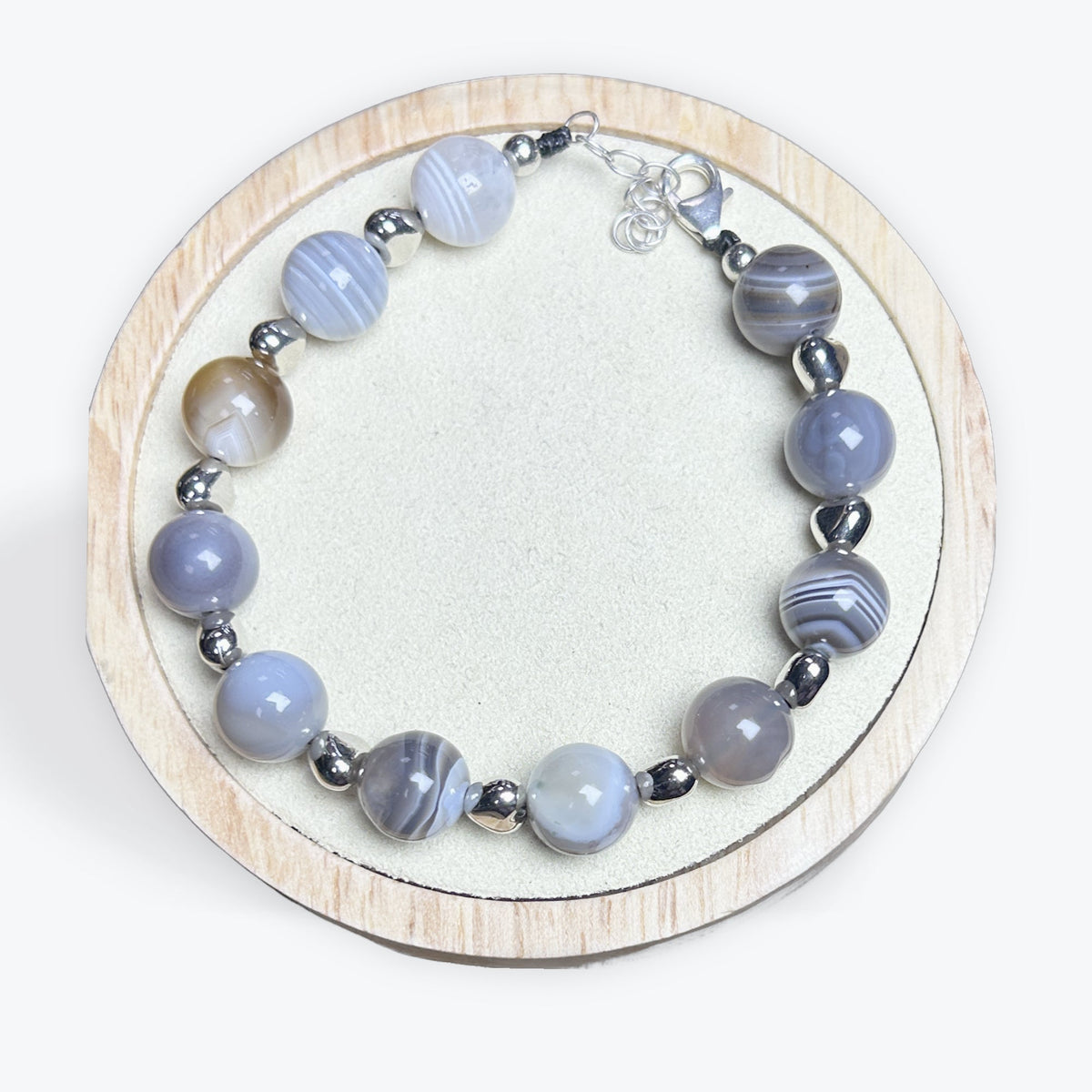 Bracelet Agate Botswana 8mm Avec Apprêts