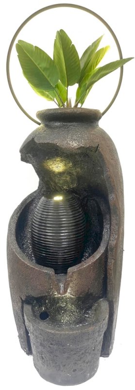 Fontaine Résine Pot à Plante + Cerceau LED 115cm