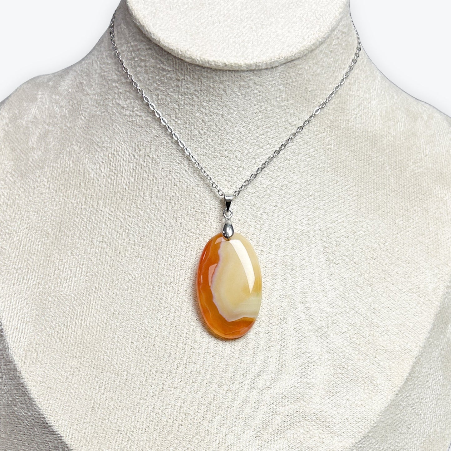 Pendentif Cornaline du Brésil | Bélière Acier Inox