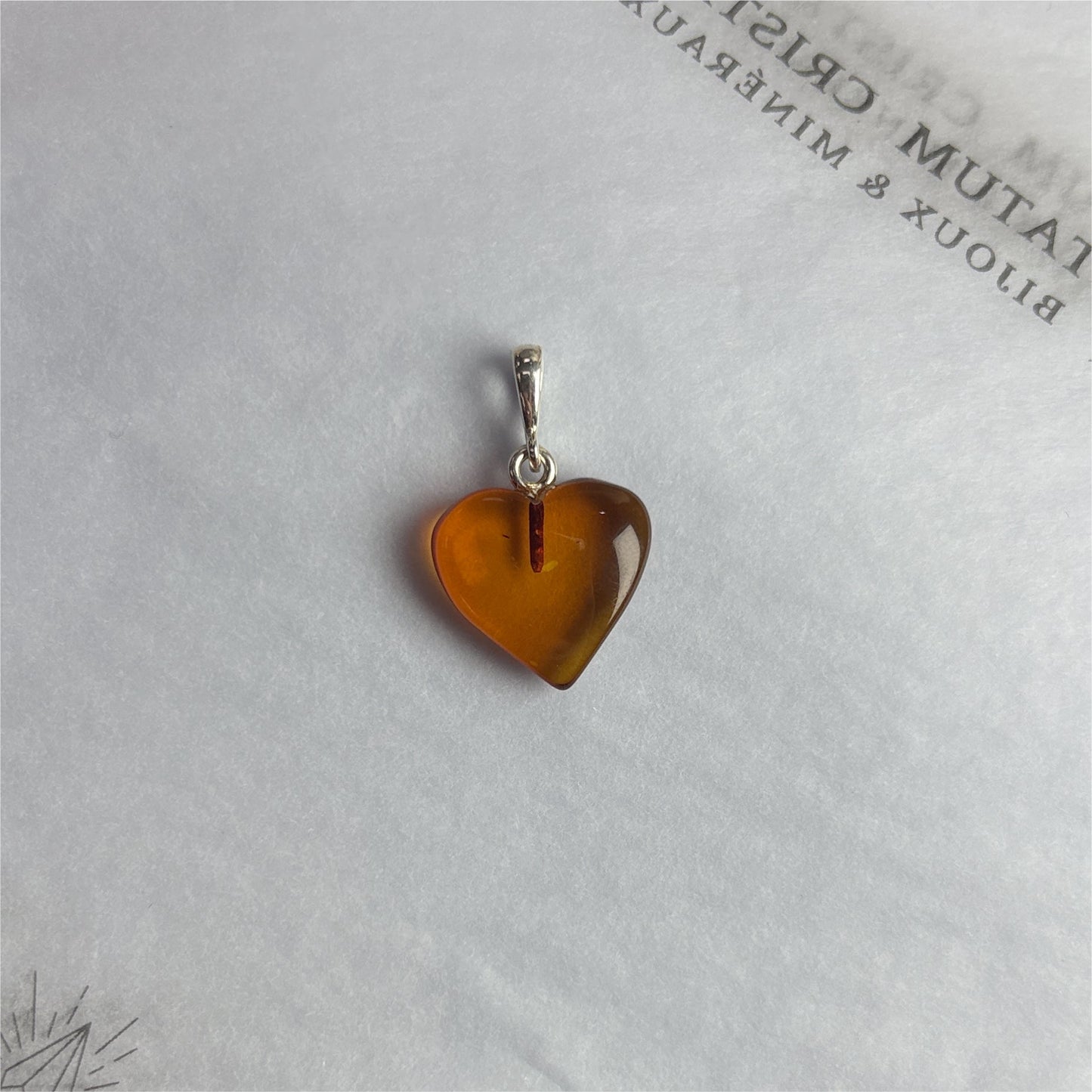 Pendentif Ambre Coeur - Argent 925