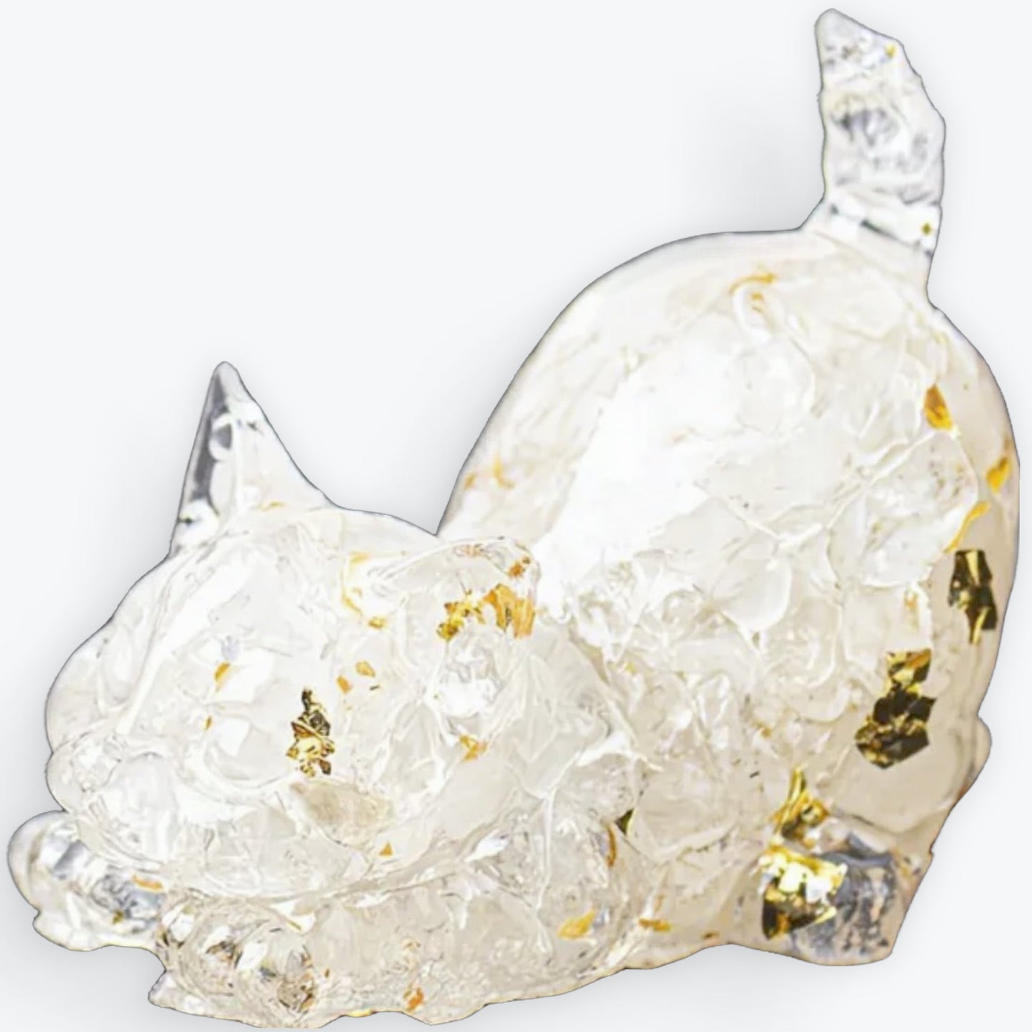 Figurine de Chat en Résine 4,5 cm avec Queue, Décoration en Cristal de roche