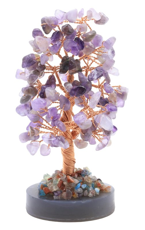 Arbre du Bonheur Améthyste sur Agate 14cm