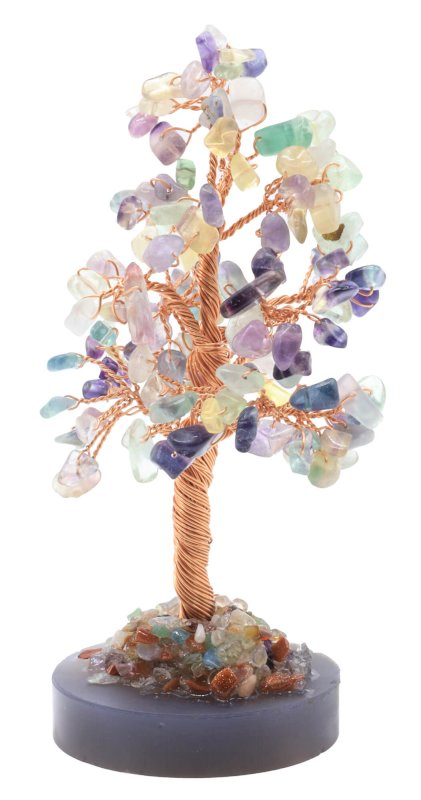 Arbre du Bonheur Fluorite sur Agate 14cm