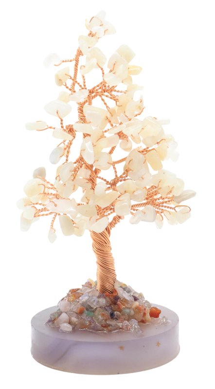 Arbre du Bonheur Pierre de Lune sur Agate 14cm