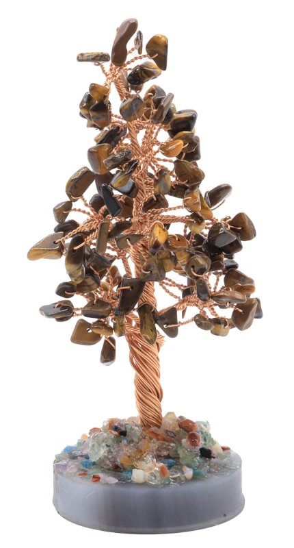 Arbre du Bonheur Oeil de Tigre sur Agate 14cm