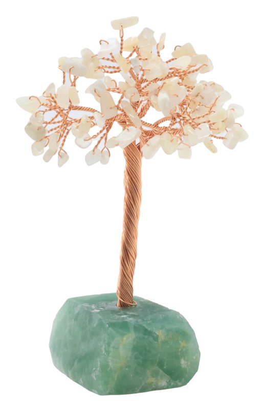 Arbre du Bonheur Pierre de Lune base Fluorite 14cm