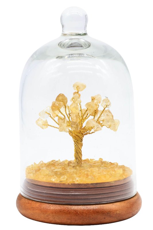 Arbre du Bonheur Citrine sous cloche 12cm