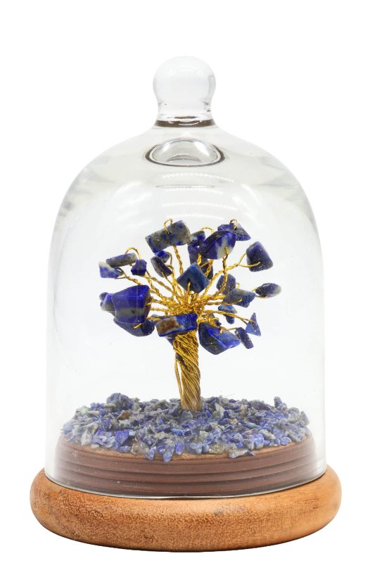 Arbre du Bonheur Lapis Lazuli sous cloche 12cm