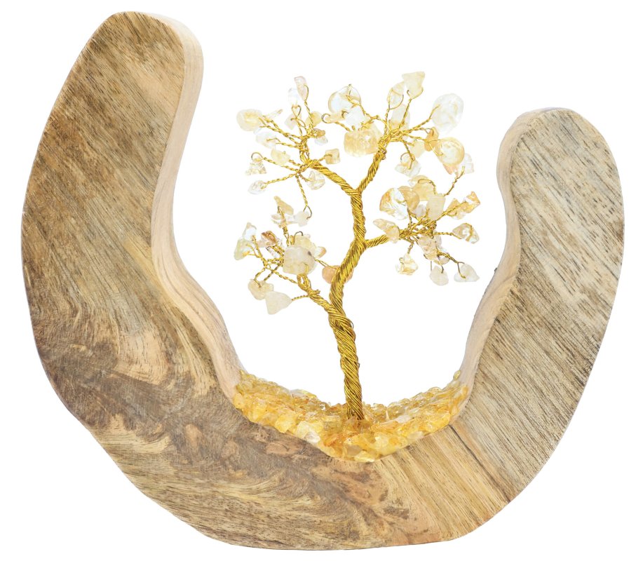 Arbre du Bonheur Bois Design Citrine 17cm