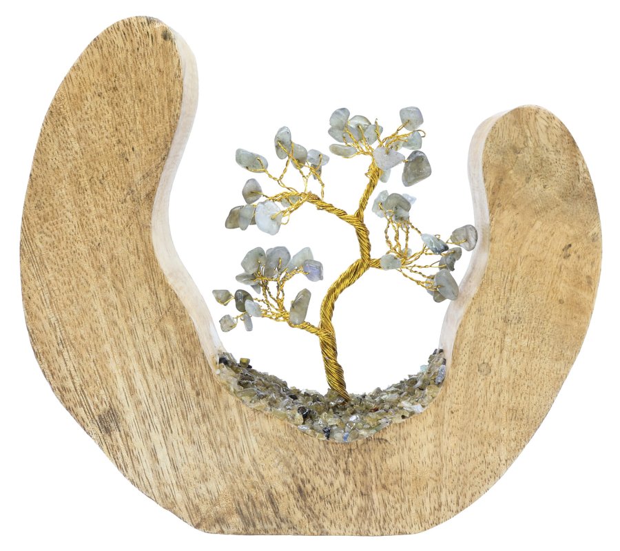 Arbre du Bonheur Bois Design Labradorite 17cm