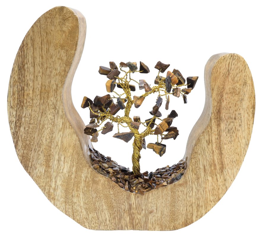 Arbre du Bonheur Bois Design Œil de Tigre 17cm