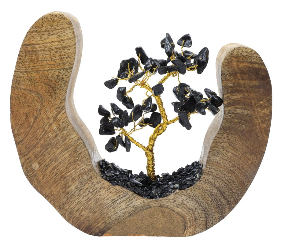 Arbre du Bonheur Bois Design Tourmaline Noire 17cm