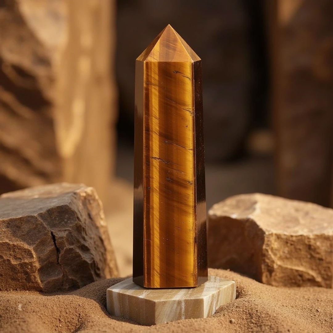 Pointe de Protection en Oeil de Tigre — Protection et Vigilance - Tatum Cristal