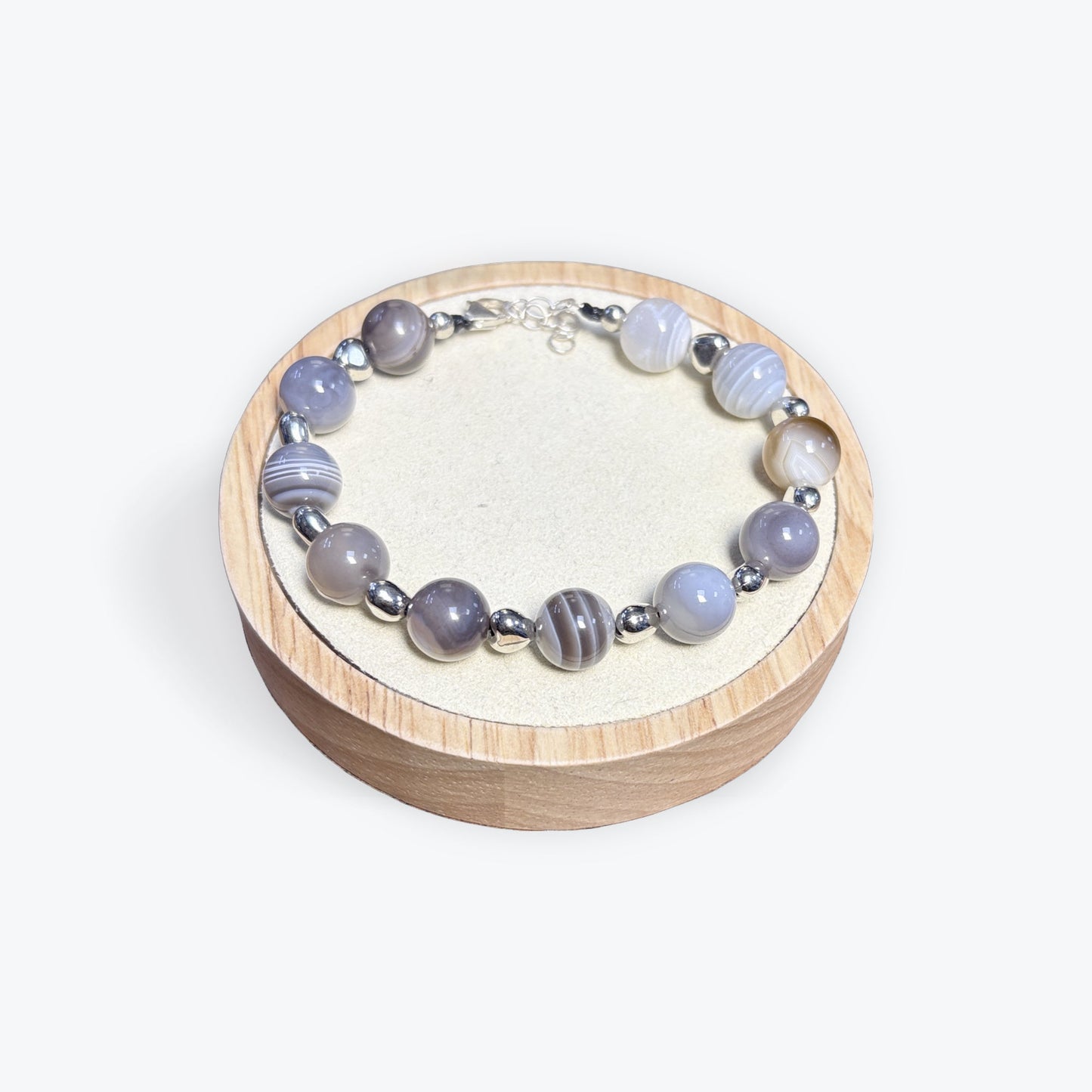Bracelet Agate Botswana 10mm avec apprêts et fermoir - 2
