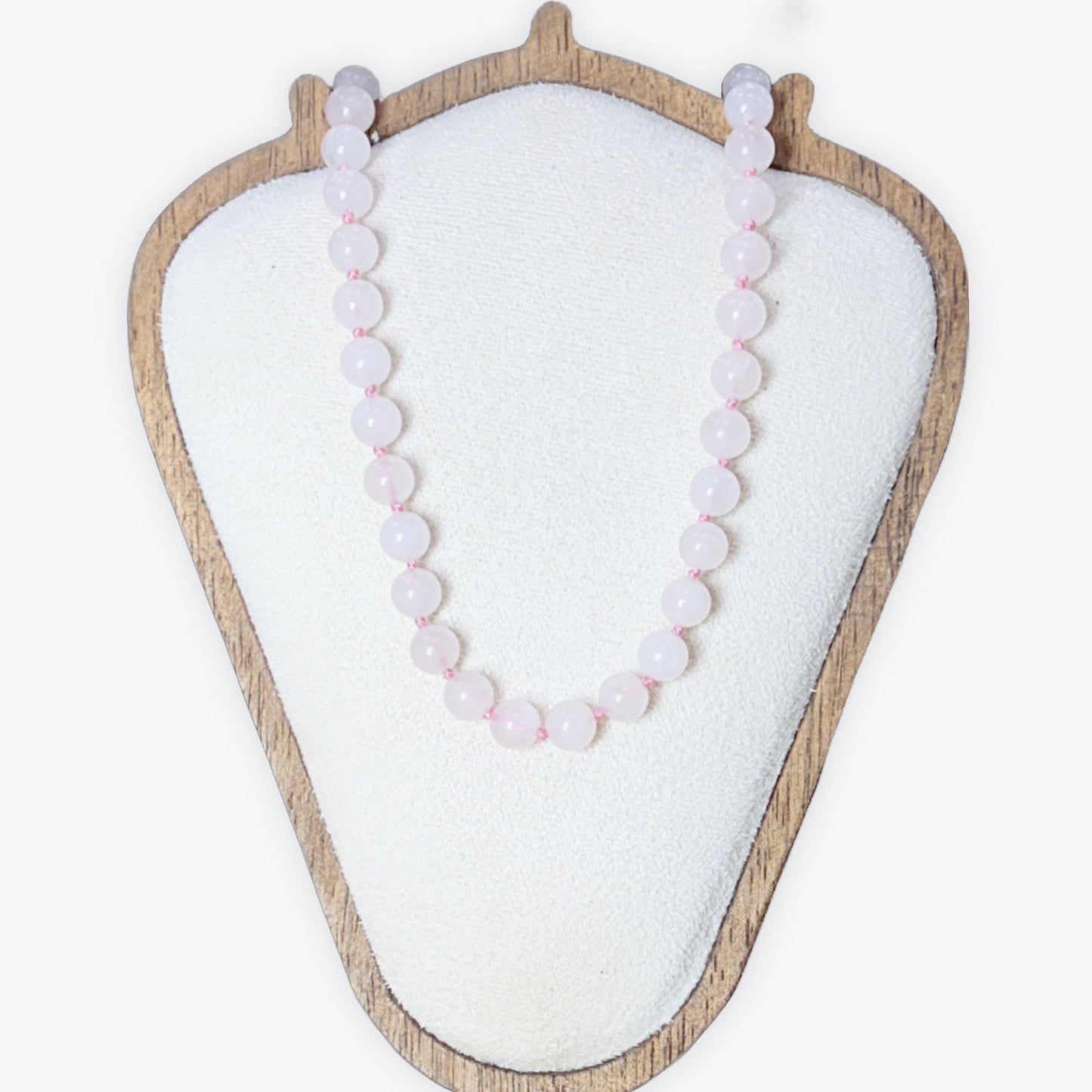 Collier Quartz Rose | 8mm Fermoir Acier Inoxydable