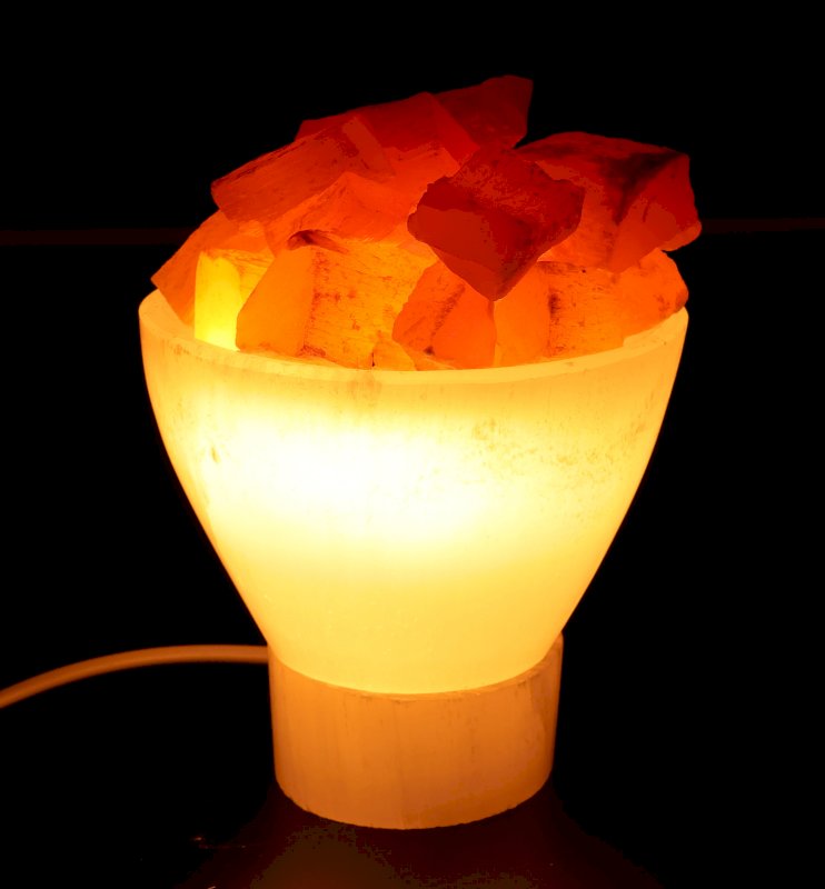 Lampe Sélénite Bol & Cristaux 20cm