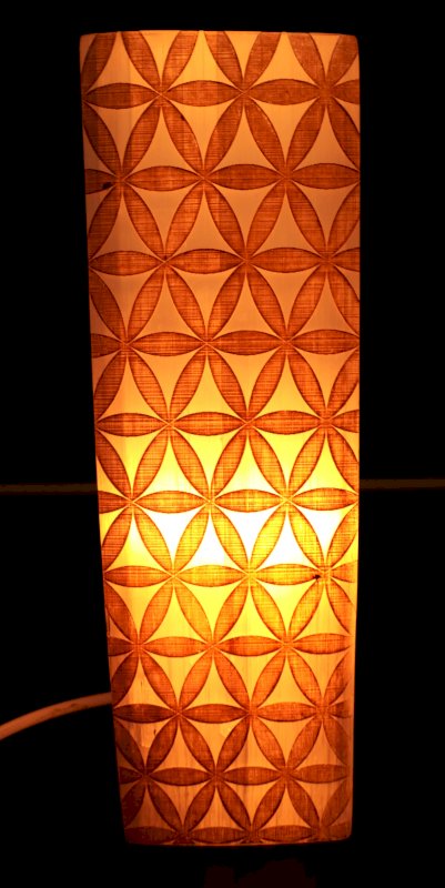 Lampe Sélénite Rectangle Gravée 25cm - Fleur de Vie dorée
