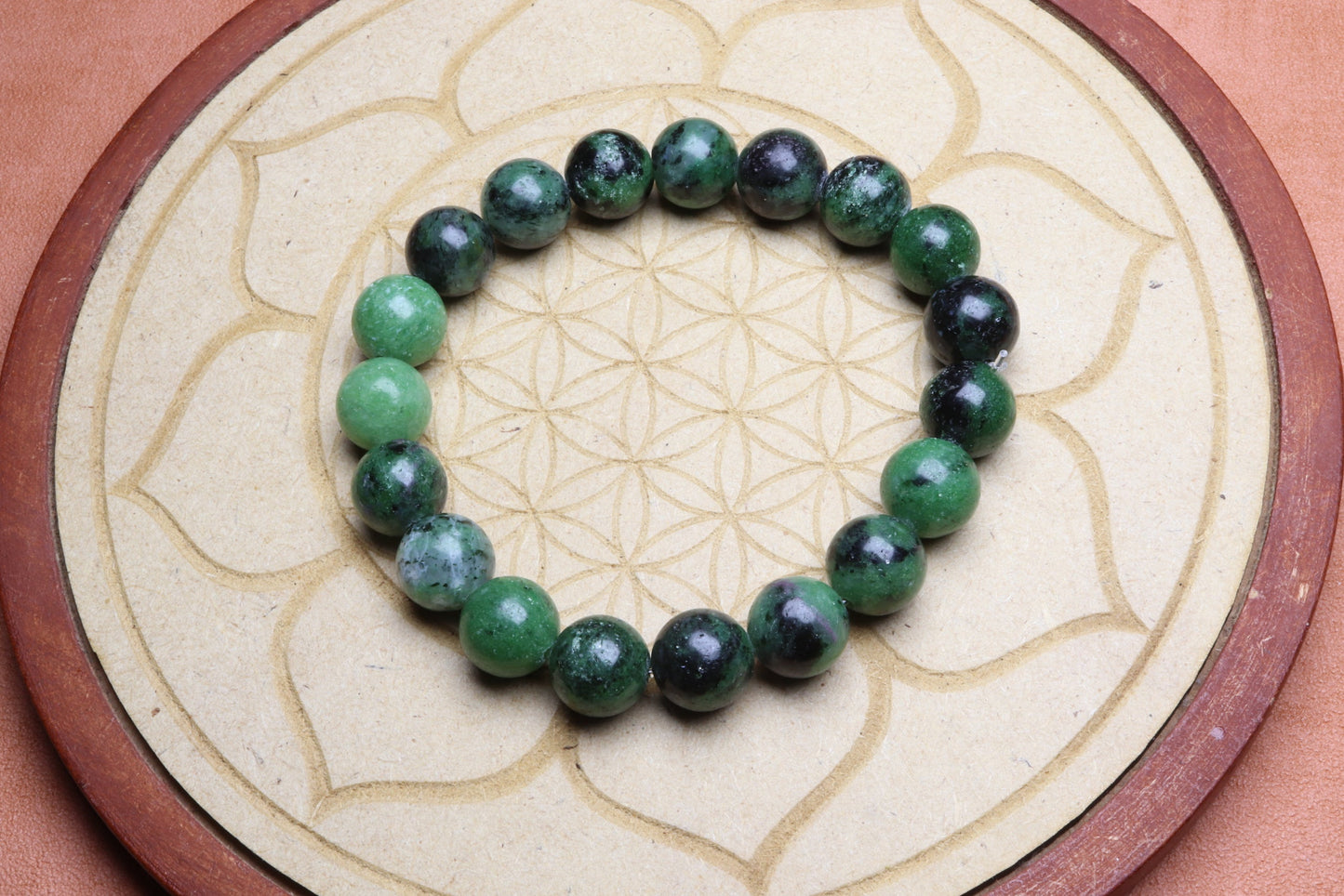 Bracelet en Rubis sur Zoïsite - Passion et Vitalité 10mm