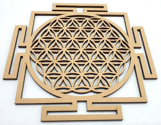 Plaque Bois Fleur de Vie Yantra