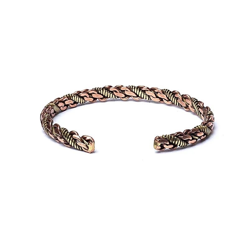 Bracelet torsadé couleur bronze/or - triple torsade