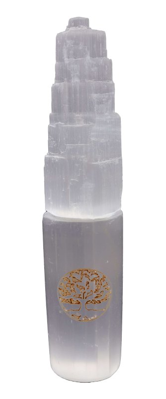 Monolithe Sélénite gravé - Fleur de Vie