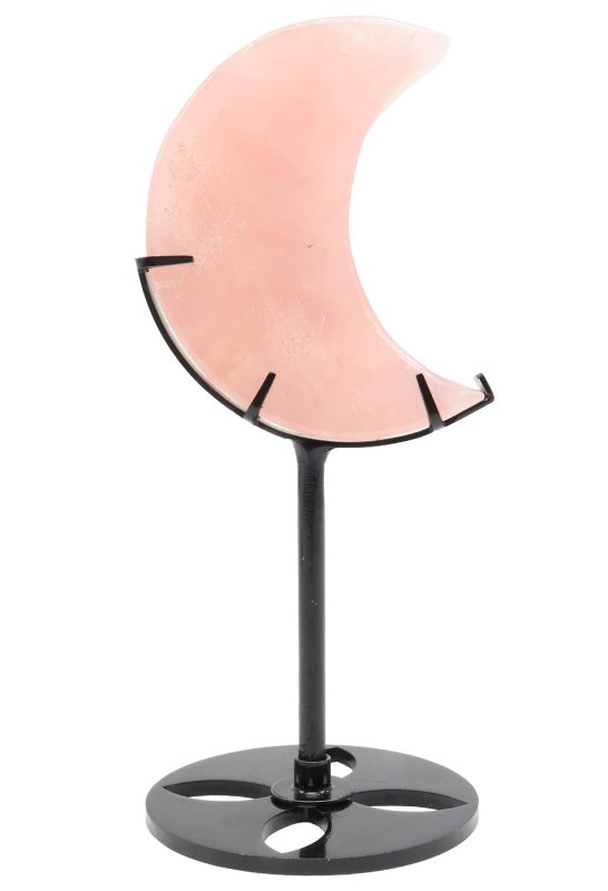 Lune Quartz Rose sur socle 16cm