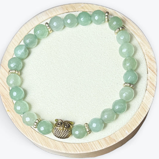 Bracelet Aventurine Verte Facetté avec Décors Dorée - 3