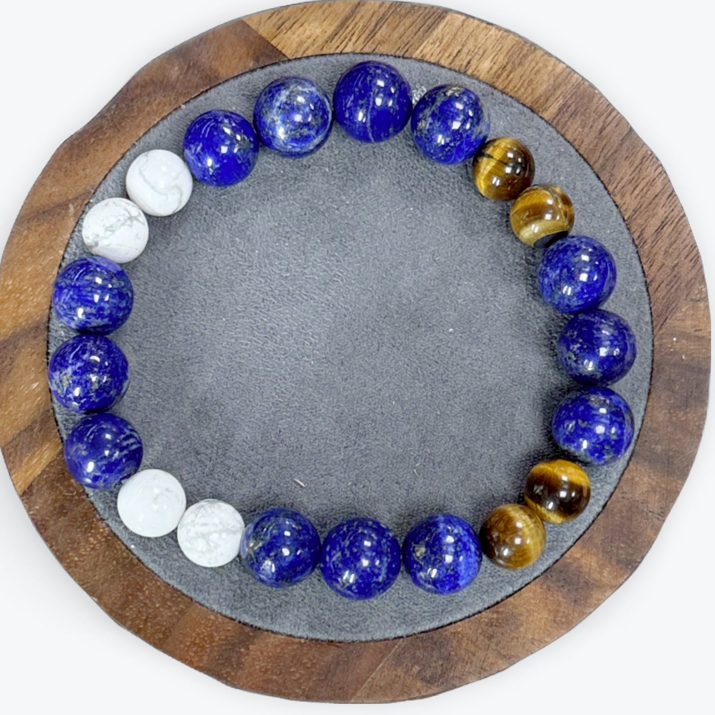 Bracelet Lapis Lazuli, Howlite, Oeil de Tigre